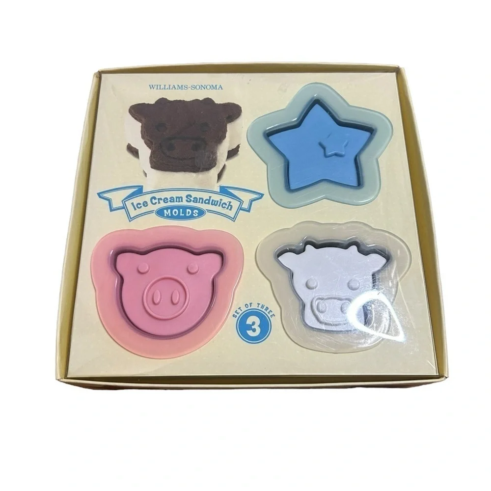 2006 Williams Sonoma Ice Cream Sandwich Molds Cow Pig Star Set - Picture 4 of 4